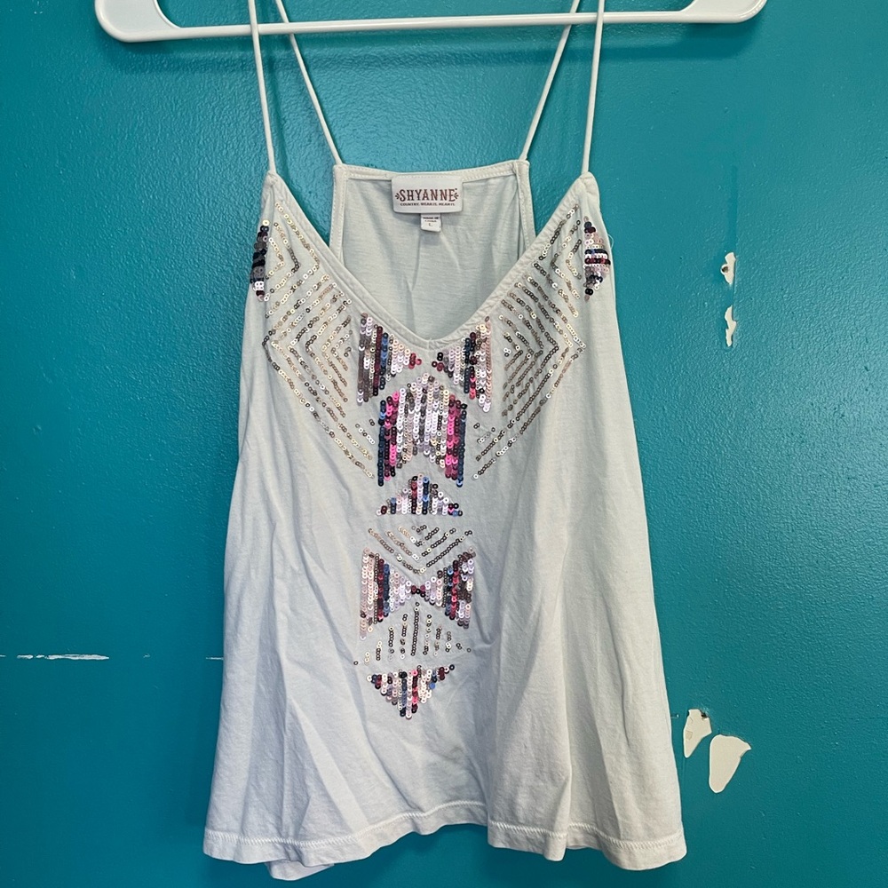 White tank top with sequins